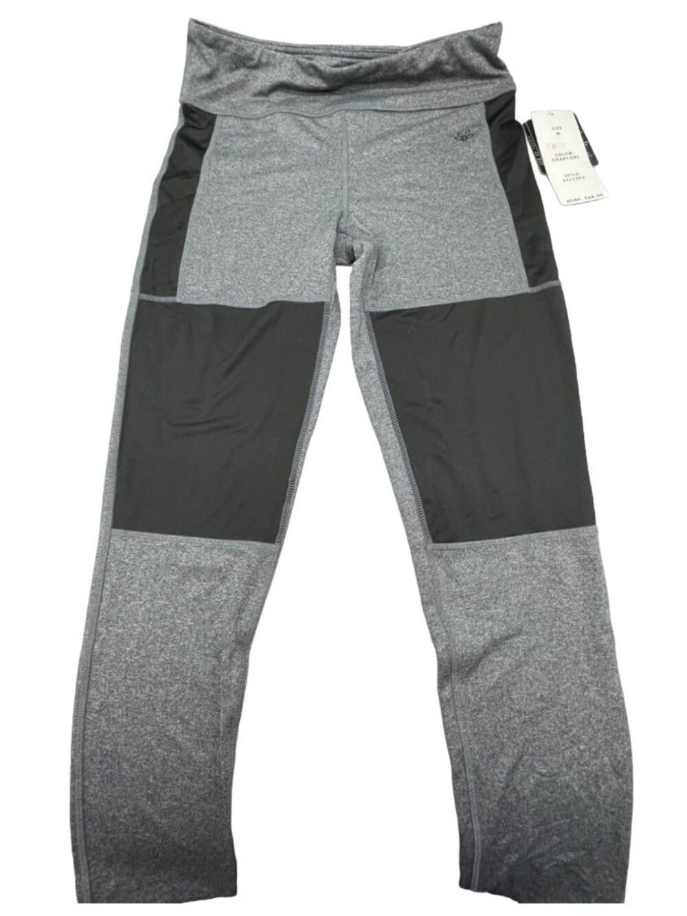 essenza athletic leggings gray black stretch elastic waist medium READ NEW